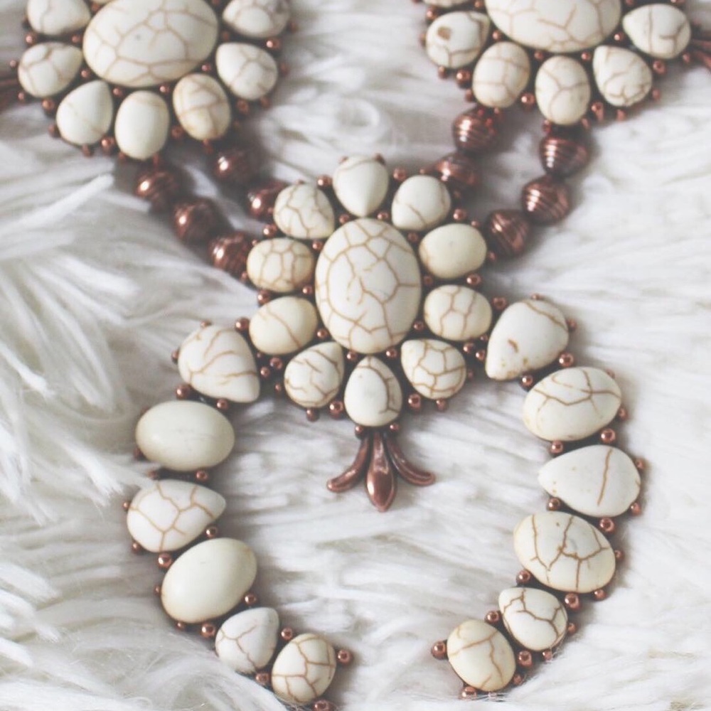 White Squash Blossom Necklace and Earring Set